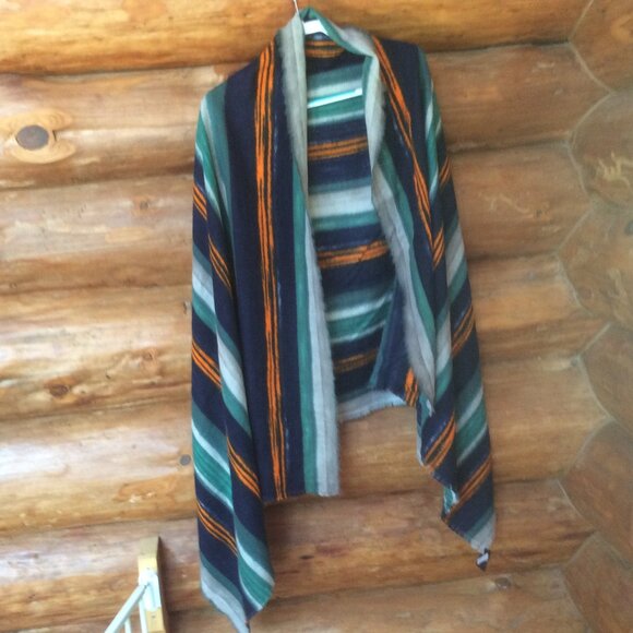 Pretty Persuasions Vertical Falls NWT Striped Boho Poncho OS Southwestern/Wrap - Picture 1 of 6